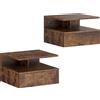 HOMCOM Set di 2 Comodini Sospesi con Cassetto e Mensola Aperta, 35x32x22.5 cm, Marrone Rustico | Aosom Italy