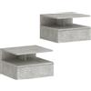 HOMCOM Set di 2 Comodini Sospesi con Cassetto e Mensola Aperta, 35x32x22.5 cm, Grigio Cemento | Aosom Italy