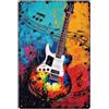 SUPERDANT Insegna Metallica Chitarra Colorata Strumenti Musicali Poster Retrò Strumenti Musicali Cocktail Targa Decorativa Parete per Bar Caffè Pub Ristoranti Sala Musica Arredamento Casa