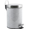 MSV Pattumiera per Cosmetici in Acciaio Inox Wave Grey con Contenitore Interno Removibile Pattumiera a Pedale per Bagno Contenitore per Immondizia - 3 Litri