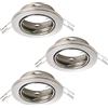 Eglo set 3 faretti incasso Agulo 1, spot da soffitto orientabile, lampade rotondi senza lampadine, plafoniera in acciaio argento, portalampada GU10, Ø 8,6 cm