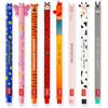 LEGAMI - Set di 8 penne gel cancellabili con inchiostro cancellabile termosensibile, gamma di colori dell'inchiostro e disegni a botte, punta da 0,7 mm, design coccinella, mostro, tigre, farfalla e