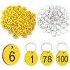 Sinmoe Targhette Portachiavi Numerate da 1 a 100 con Anelli per Chiavi Targhette con Numeri Portachiavi con Etichette Numeriche per Armadietti Guardaroba per Bar Ristoranti Hotel albergo(Giallo)