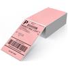 YIKIADA Etichette per spedizione rosa, 4 × 6 pollici, in vinile, autoadesive, termiche, impermeabili, perforate, termiche, per ufficio, magazzino, nome, indirizzo, 250 pezzi