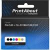 PrintAbout Cartuccia compatibile Canon PGI-530 + CLI-531BK/C/M/Y/GY - 6 colori Multipack