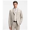 BOSS BLACK Boss Blazer slim fit in misto lino con micromotivo misto lino Beige Uomo