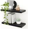 Feihorrm Mensole da Muro Nere, 40cm Mensola da Parete Rettangolare Scaffale Libreria da Muro Decorativa, Extra 23,5cm Larghe per Cucina, Bagno, Soggiorno e Camera da Letto, Set di 2