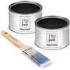 I LOVE paint I Love Chalk Paint Nero - Set Risparmio 2 Barattoli + Pennello - 750 ml totali - Vernice Effetto Gesso per Mobili - Chalk Paint Pittura Tutto Senza Carteggiare