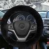 Issimober Coprivolante per auto, Coprivolante universale in pelliccia da 37-39 cm, Coprivolante telescopico, Morbido e confortevole, Traspirante Antiscivolo e Protezione per volante inodore, Nero