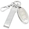 SparkleJoy Cover Chiave Auto con Portachiavi in Pelle Compatibile con Nissan Qashqai J11 J12 Juke F15 X Trail T32 Micra K13 K14 Infiniti Q50 QX60 EX35，Custodia Chiavi Auto - Smart Key (Argento)