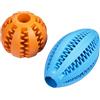 Amathings - Palla giocattolo per cani, sferica e ovale, disponibile in vari colori, di qualità, palla rotonda (7 cm) e palla da rugby (11 cm), per denti sani e divertimento