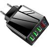 CJMUQHEHH Caricatore USB multiplo con display LED, adattatore da 5 V/2,4 A, con alimentatore a 3 porte, spina universale, 15 W, spina di alimentazione rapida per iPhone, iPad, Samsung Galaxy, Xiaomi, Huawei
