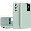YANJIEER ESONG Smartphone Cover per Samsung Galaxy S25+ Plus, Custodia in Pelle Flip Folio Libro Intelligente Case, Smart Clear View Cover portafoglio Antiurto Protezione Shell Verde