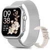 Oliimptek Smartwatch Donna con 100 Giorni, 1000mAh Batteria, 1.83" HD Orologio Fitness con Frequenza Cardiaca, SpO2, Sonno, 120+ Sport Smart Watch con Chiamata, Notifiche Messaggi iOS Android Argento