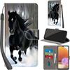 PHINIENLAND Cover per Samsung Galaxy A32 4G/A32 Lite custodia portafoglio Cavallo nero | 3 scomparti carte, 1 tasca banconote, Chiusura magnetica, Supporto, Pelle PU flip cover per Samsung A32 4G