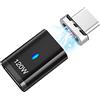 Sisyphy Adattatore magnetico USB C (dritto nero), connettore USB 2.0 tipo C con ricarica PD 120 W e trasferimento dati 480 Mbps, compatibile per MacBook Pro/Air iPad Pro e altri dispositivi USB C