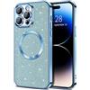 miyonsin Glitter Magnetica Cover per iPhone 14 PRO Max, Anti Graffi Glitter Custodia, Brillantini Sottile Silicone TPU Antiurto Case per iPhone 14 PRO Max, Blu
