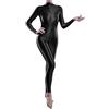 Yaaapiy Tuta lucida da donna Overall Tuta intera Ganzkörper Body Monopezzo Bodysuit Jumpsuit Lucida Liscia Collant Leggings Intimo Manica lunga con Cerniera, M