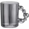 Jarsense Tazza da caffè in vetro da 330 ml, stile vintage, con manico, adatta per latte, cappuccino, acqua (grigio)