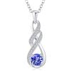 LOCIBLO Collana da donna in argento Sterling 925 con ciondolo a forma di infinito in oro bianco con pietra portafortuna per lei, 40,6 cm + 5,1 cm, 19.1 inches, Cristallo Placcato oro Zirconia cubica