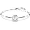 Swarovski Dextera Bracciale Rigido, con Pavé di Cristalli Cry e Zirconia, Taglio Round, Chiusura a Moschettone, Placcatura in Tonalità Rodio, 17 cm, 5,9 x 4 cm, 1,2 x 1,2 cm, 4,5 cm