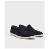BOSS BLACK Boss Mocassini in pelle scamosciata con logo stampato Blu Scuro