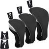 Andux Golf Mazze Coprimazze con targhette intercambiabili, 460cc Driver, 3 pezzi, Nero