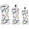 Andux Set di 3 coperture per mazze da golf, in poliuretano, con motivo a T, 460 cc, colore: bianco