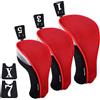 Andux Golf Mazze Coprimazze con targhette intercambiabili, 460cc Driver, 3 pezzi, Rosso