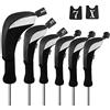 Andux 6 pz/Set Golf Club Testa Copre Boschi Driver Fairway Hybrid Set collo lungo (3 Hybrid + 3 Boschi) Nero/Nero