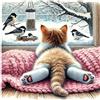 EOBROMD 5D Diamond Painting Kit Completo Gatto, Uccello Pittura Diamante FAI DA TE, Divertente Diamond Painting Adulti, Strass Ricamo a Punto Croce Painting per Decorazione Casa 30x30cm