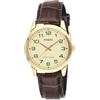 Casio Orologio da polso da uomo al quarzo classico cinturino in pelle marrone cassa in ottone display analogico bianco - MTP-V001GL-9B