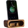 Navaris Porta Cellulare da Tavolo - Supporto con Funzione Amplificatore - con Spazio per Cavo di Ricarica - Appoggia Telefono da Scrivania in Legno di Acacia
