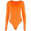 Keenso Body da Donna a Maniche Lunghe, Body Arancione Confortevole Alla Moda Affascinante e Aderente per Ballare la Vita Quotidiana (ORANGE)