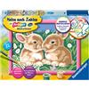 Ravensburger CreArt 27695 - Simpatici coniglietti - Dipinto con numeri Bunny per bambini dai 7 anni in su, set di pittura con cornice, pennello e colori acrilici, regalo per ragazze e ragazzi