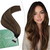 Ugeat Extension Capelli Veri Nanoring Marrone Balayage Corti Extension Nano Ring Capelli Veri 40 cm Castano Scuro Medio #2/6/2 Naturale Lisci 50 ciocche 50grammi