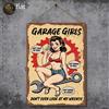Targa Decorativa Metallo Garage Femminile - Poster Arte Vintage Parete