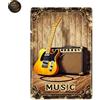 Targa Decorativa Metallo Chitarra Music - Poster Arte Vintage Parete