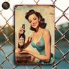 Targa Decorativa Metallo Pin-Up Pale Girl - Poster Arte Vintage Parete