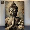 Targa Decorativa Metallo Buddha in Pietra Antica - Poster Arte Vintage Parete