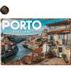 Targa Decorativa Metallo Porto Portugal - Poster Arte Vintage Parete