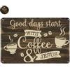 Targa Decorativa Metallo Bon Days Start with Coffee - Poster Arte Vintage Parete