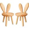 Yier Mei 2 Pcs in legno massello stand sgabello orecchie di coniglio schienale sagomato bambini piccola sedia, mobili in legno rotondo per bambini per mangiare, leggere e giocare (colore del legno)