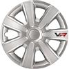 AUTO-STYLE AutoStyle Set di 4 Copricerchi VR 15 Pollici Argento/Look Carbonio/Logo