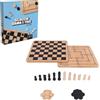 Spin Master Games Editrice Giochi, Giochi da Tavolo Classici, Scacchi Dama e Tris, Scacchiera in Legno 3 in 1, Scacchiera professionale, dai 6 anni in su