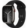 Apple Watch Series 9 Acciaio inossidabile 45 mm (2023) | GPS + Cellular | graphite | Cinturino Sport nero M/L