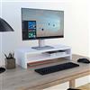 Henor Supporto Monitor Rialzo Tv Legno con ripiano intermedio 62 x 26.5 x 16 cm portata 50 kg Bianco