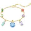 Swarovski Braccialetto Gema, Taglio misto, Cristalli pendenti, Multicolore, Placcato color oro