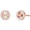 Michael Kors - Orecchini a bottone Premium Kors MK da donna in argento sterling tonalità oro rosa, MKC1727CZ791