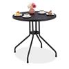 Relaxdays Tavolino da Giardino, HxØ 75 x 80 cm, Tavolo per Balcone e Terrazza, Aspetto Legno, Plastica e Acciaio, Nero